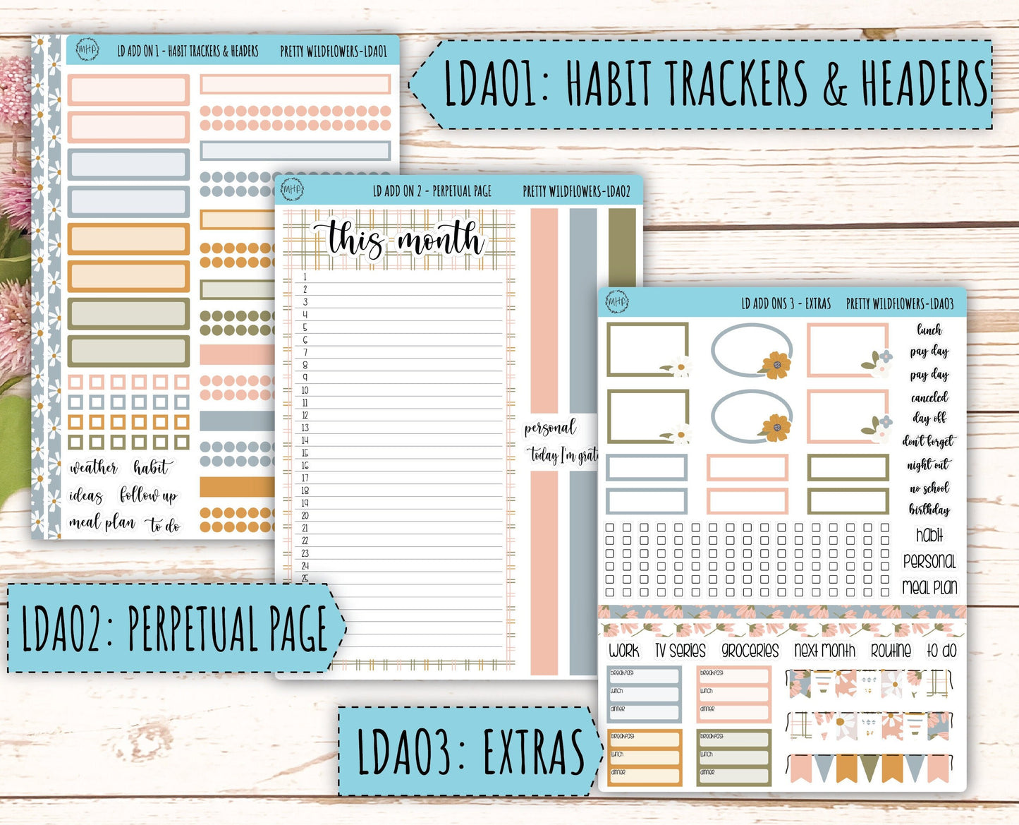 Sticker for 2024 Laurel Denise Planners. "Pretty Wildflowers" || MPPW