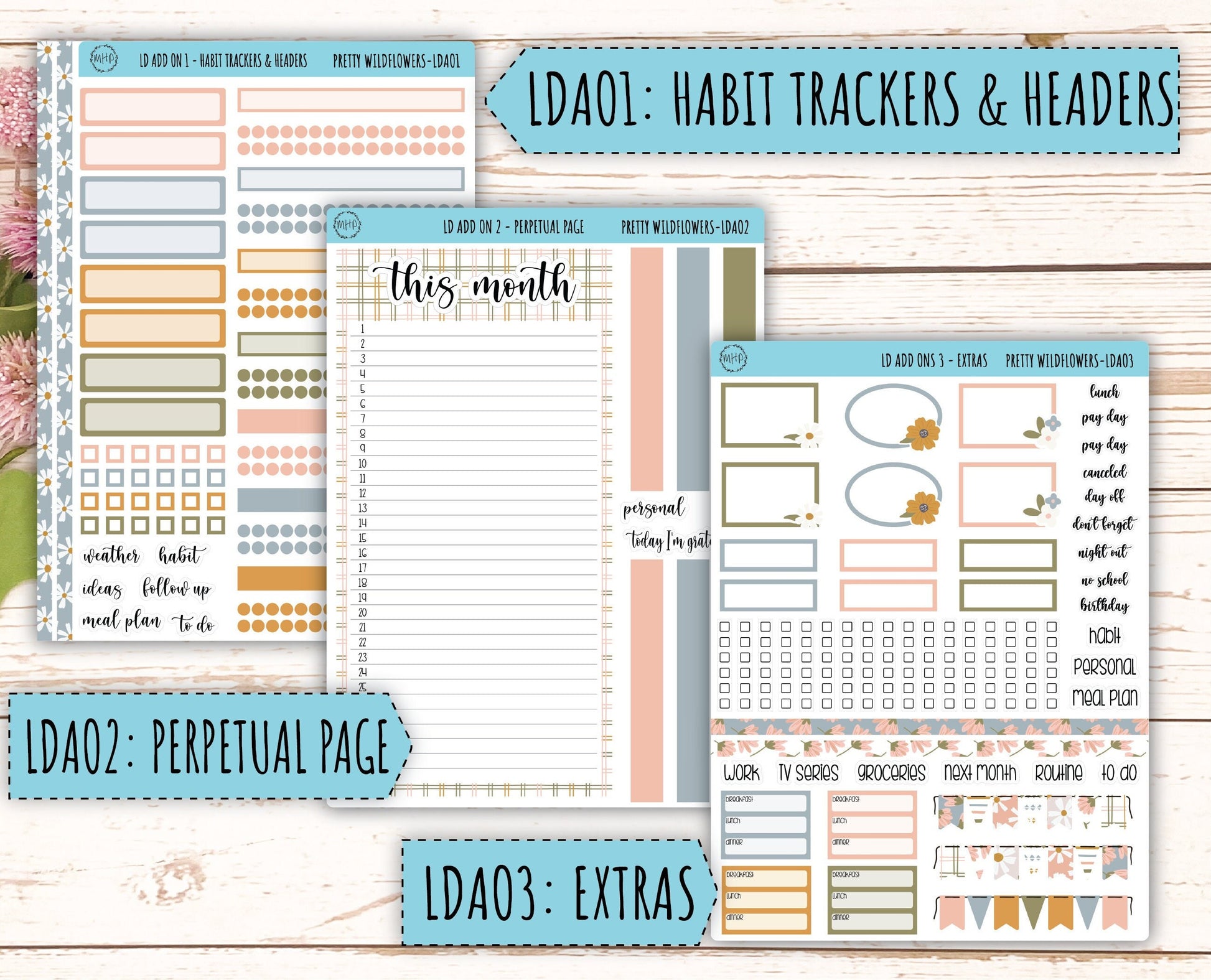 Sticker for 2024 Laurel Denise Planners. "Pretty Wildflowers" || MPPW