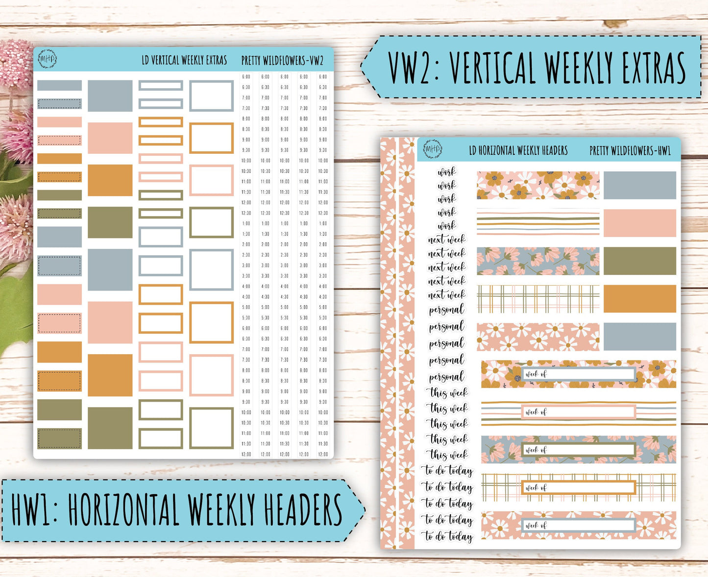 Sticker for 2024 Laurel Denise Planners. "Pretty Wildflowers" || MPPW