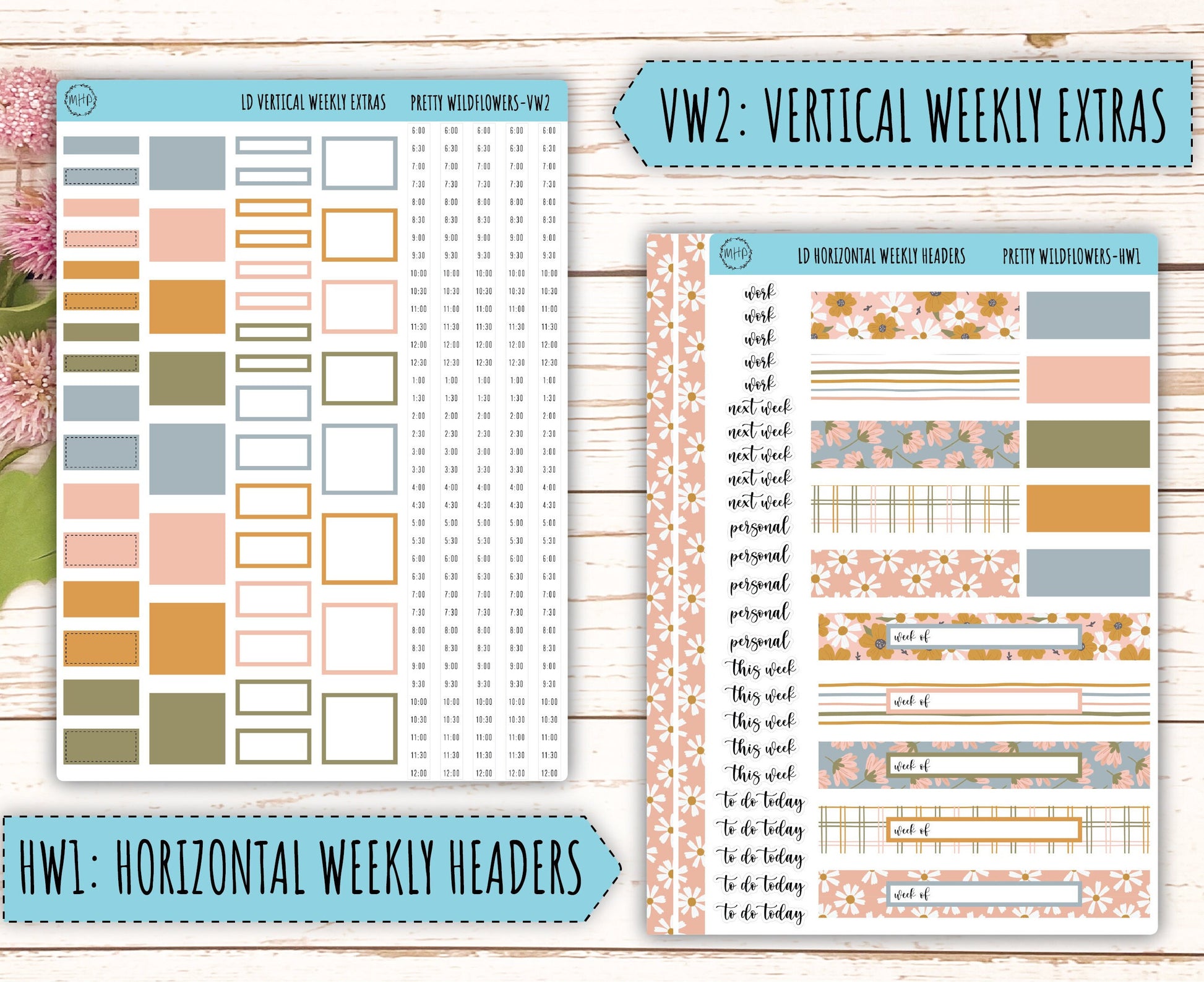 Sticker for 2024 Laurel Denise Planners. "Pretty Wildflowers" || MPPW