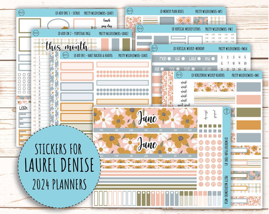 Sticker for 2024 Laurel Denise Planners. "Pretty Wildflowers" || MPPW