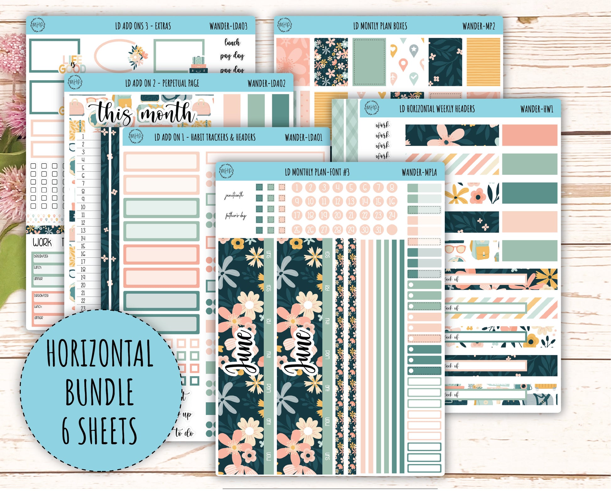 Sticker for 2024 Laurel Denise Planners. "Pretty Wildflowers" || MPWR