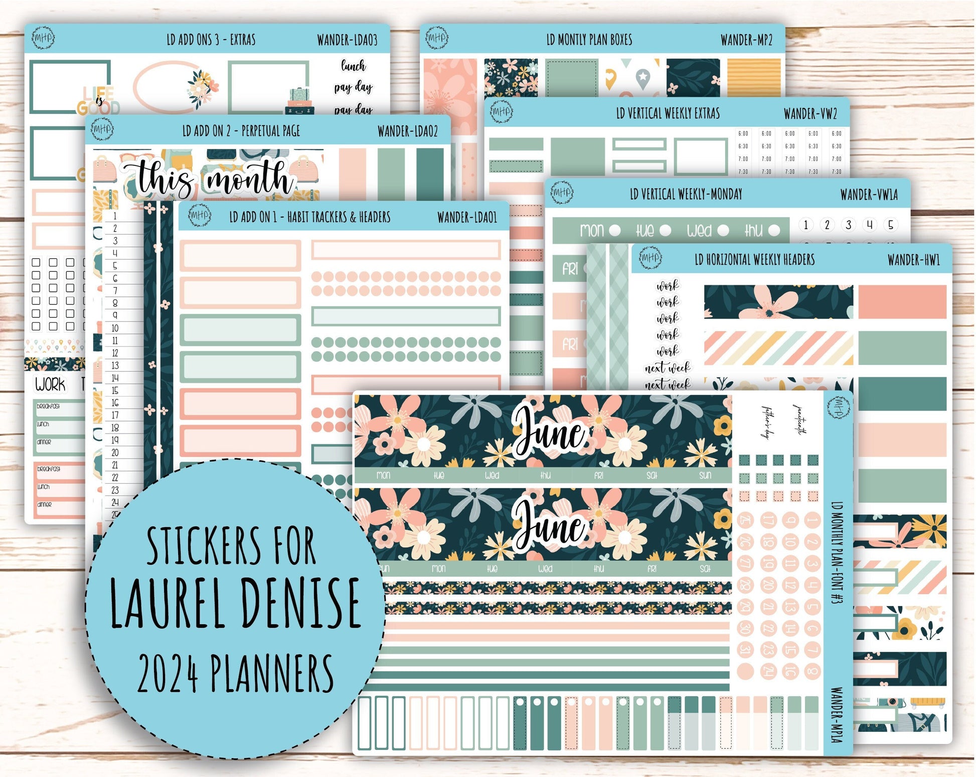 Sticker for 2024 Laurel Denise Planners. "Pretty Wildflowers" || MPWR