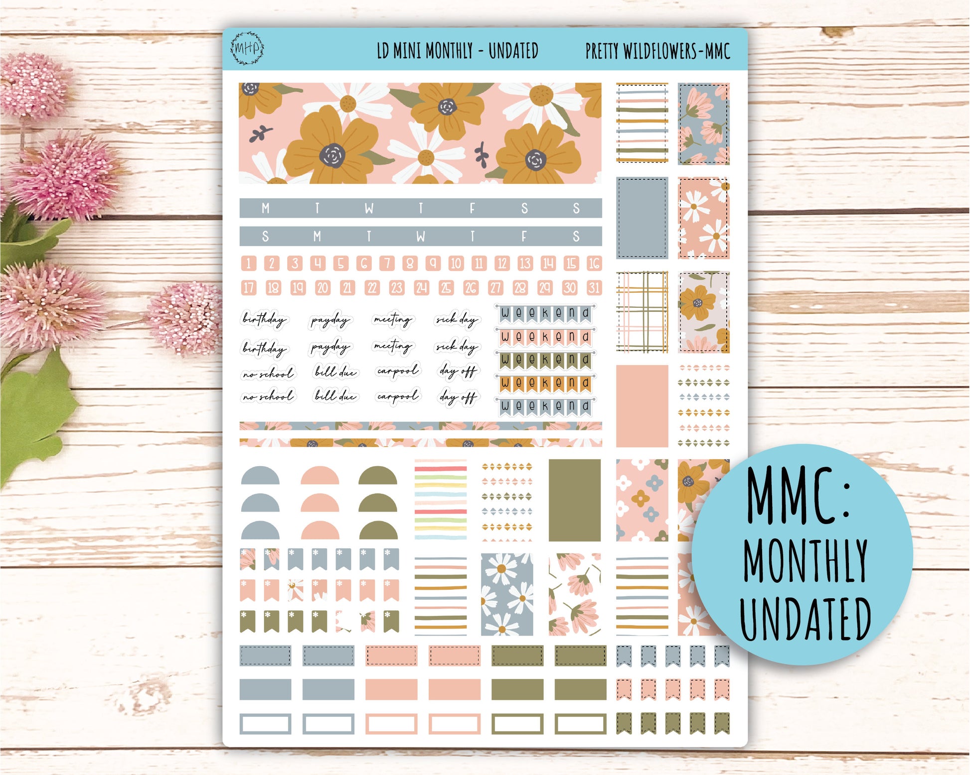 Sticker for MINI Laurel Denise Planners MAY "Pretty Wildflowers" || MPW