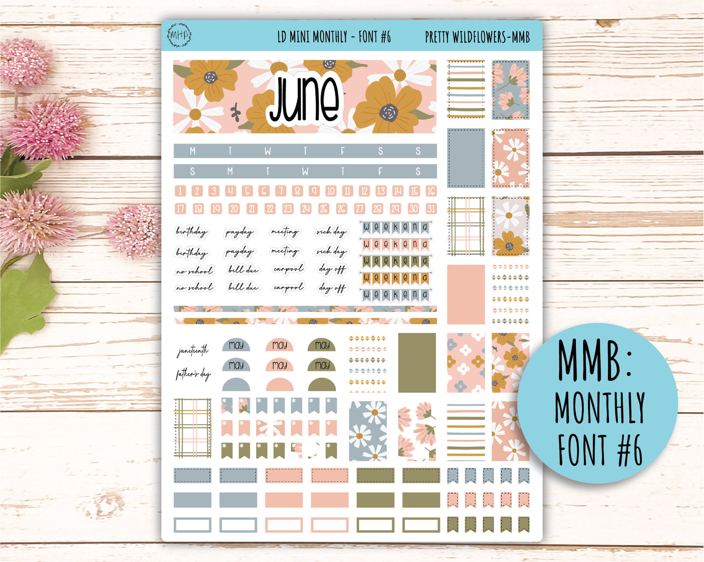 Sticker for MINI Laurel Denise Planners MAY "Pretty Wildflowers" || MPW