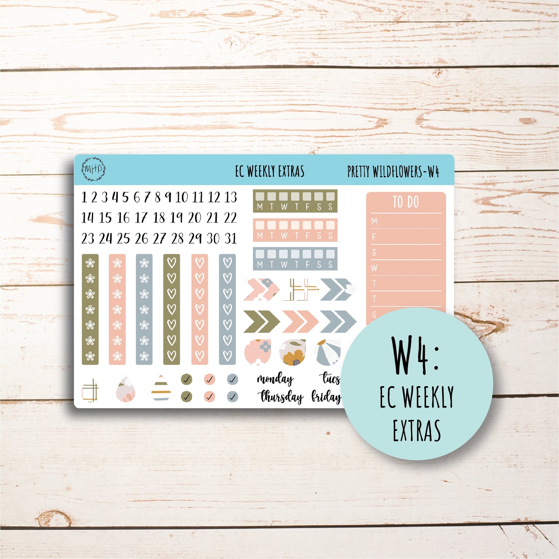 JUNE Weekly Planning Kits for 7x9 Planners. "Pretty Wildflowers" || PW-W