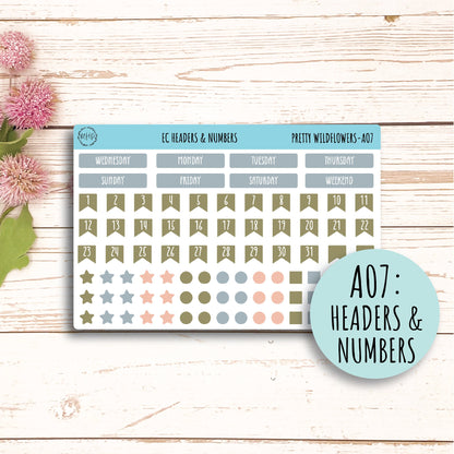 Add Ons Stickers for 7x9 Erin Condren Planners. JUNE "Pretty Wildflowers" || PW-AO