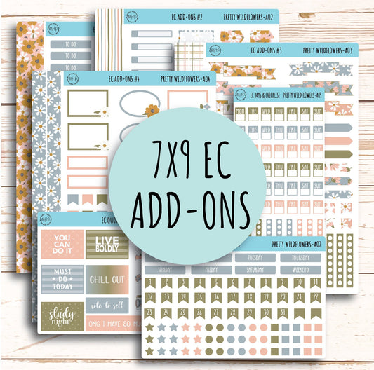 Add Ons Stickers for 7x9 Erin Condren Planners. JUNE "Pretty Wildflowers" || PW-AO