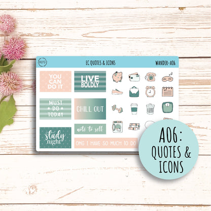 Add Ons Stickers for 7x9 Erin Condren Planners. JUNE "Wander" || WR-AO