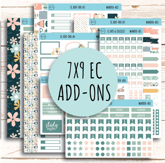 Add Ons Stickers for 7x9 Erin Condren Planners. JUNE "Wander" || WR-AO