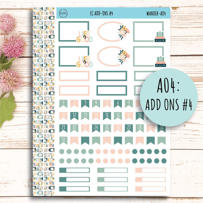 Add Ons Stickers for 7x9 Erin Condren Planners. JUNE "Wander" || WR-AO