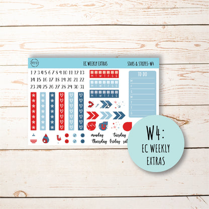 July Weekly Planning Kits for 7x9 Planners. "STARS and STRIPES" || S&S-W
