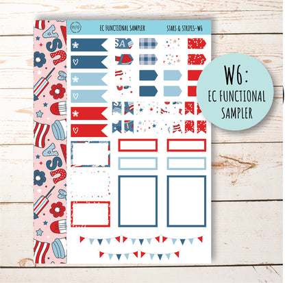 July Weekly Planning Kits for 7x9 Planners. "STARS and STRIPES" || S&S-W