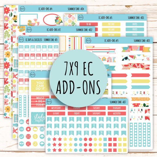 Add Ons Stickers for 7x9 Erin Condren Planners. August "Summer Time" || ST-AO
