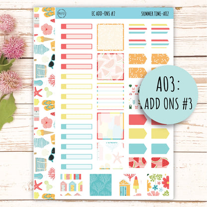 Add Ons Stickers for 7x9 Erin Condren Planners. August "Summer Time" || ST-AO