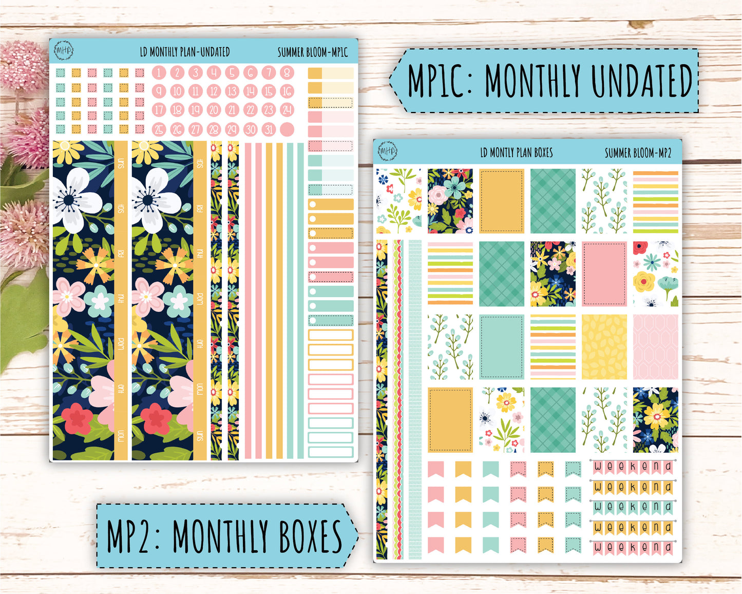 July Sticker for 2024 Laurel Denise Planners. "Summer Bloom" || MPSB