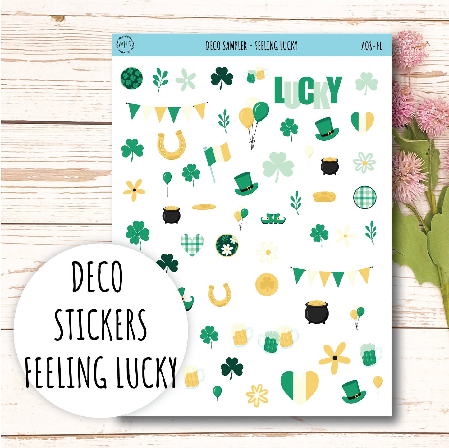 Decorative Planner Stickers " Feeling Lucky" || AO-FL