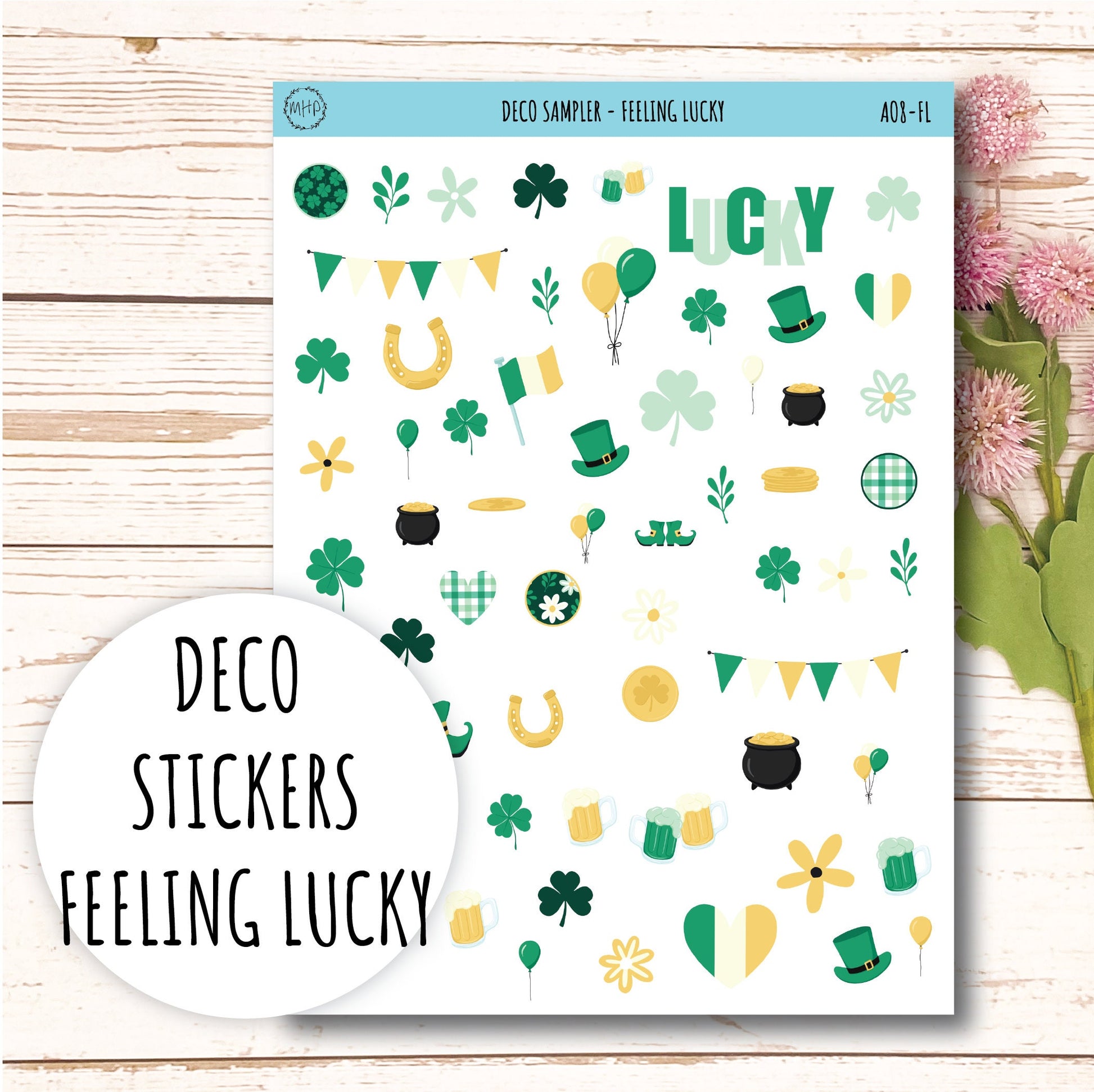 Decorative Planner Stickers " Feeling Lucky" || AO-FL