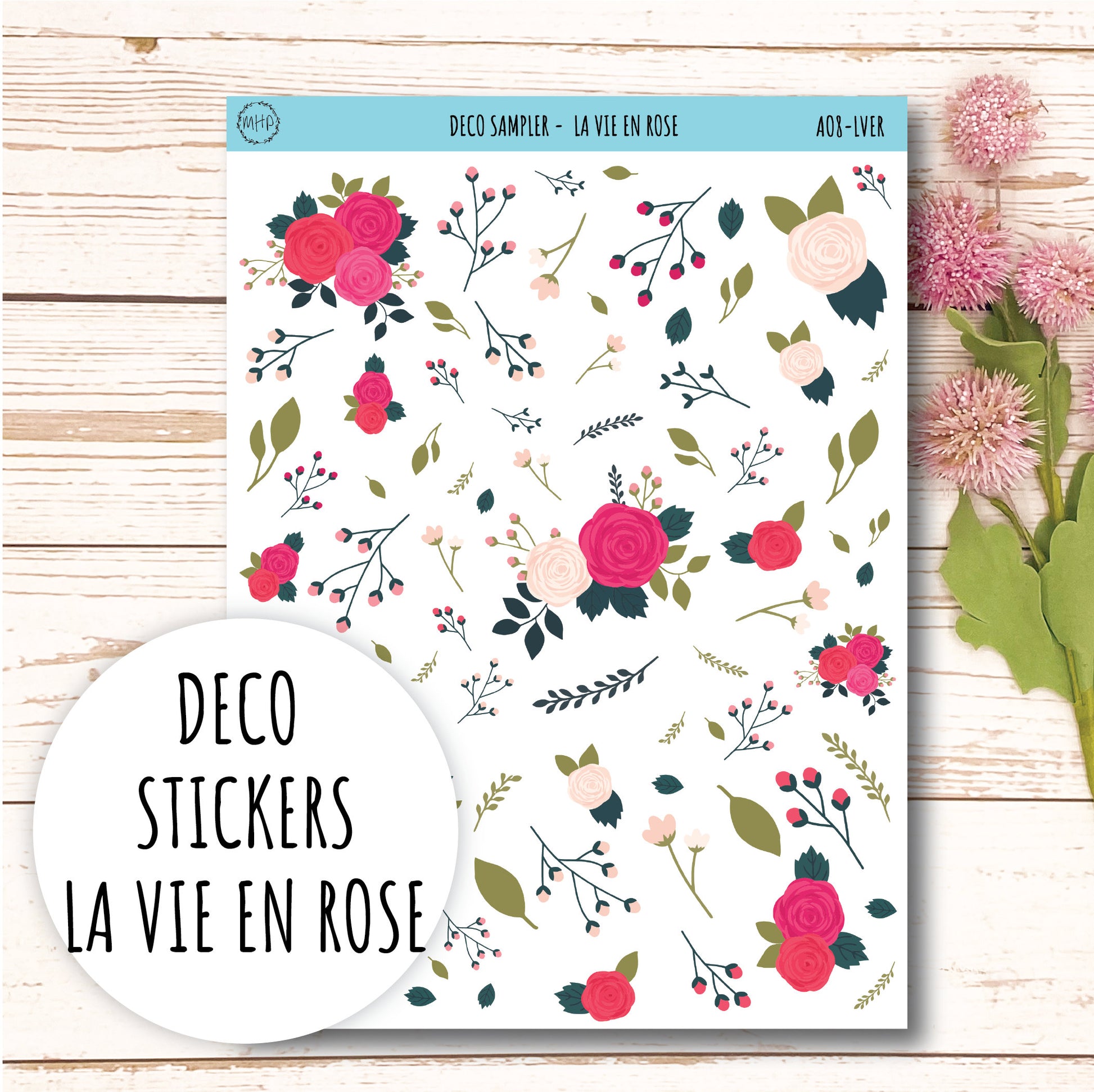 Decorative Planner Stickers "La Vie in Rose" || AO-LVER