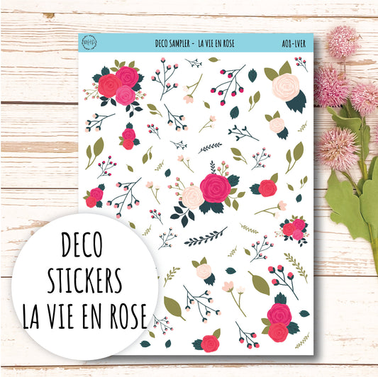 Decorative Planner Stickers "La Vie in Rose" || AO-LVER