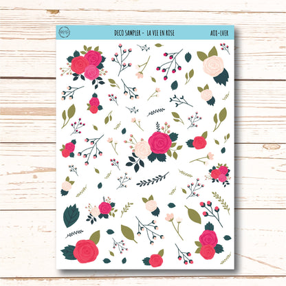 Decorative Planner Stickers "La Vie in Rose" || AO-LVER