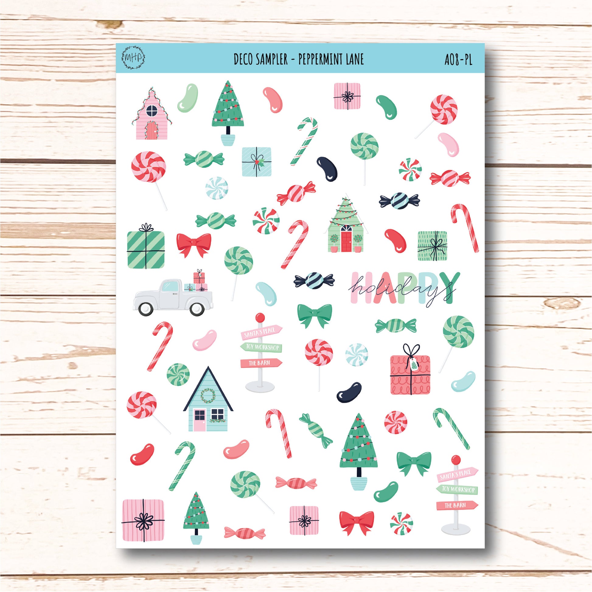 Decorative Planner Stickers "Peppermint Lane" || AO-PL