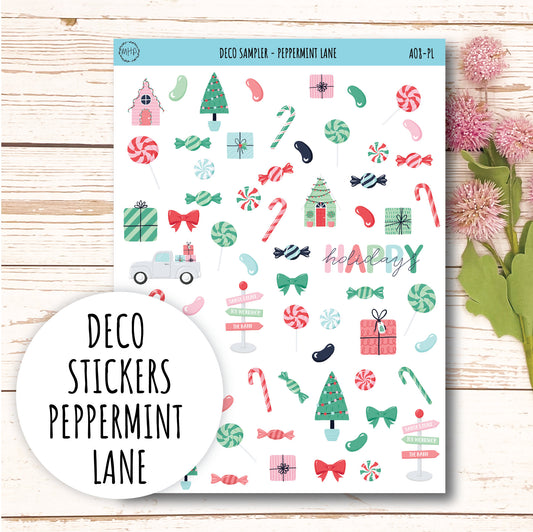 Decorative Planner Stickers "Peppermint Lane" || AO-PL