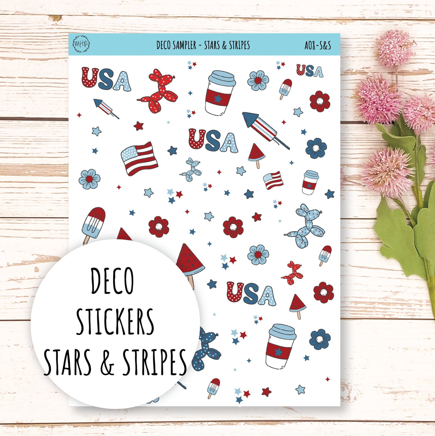 Decorative Planner Stickers "Stars and Stripes" || AO-S&S