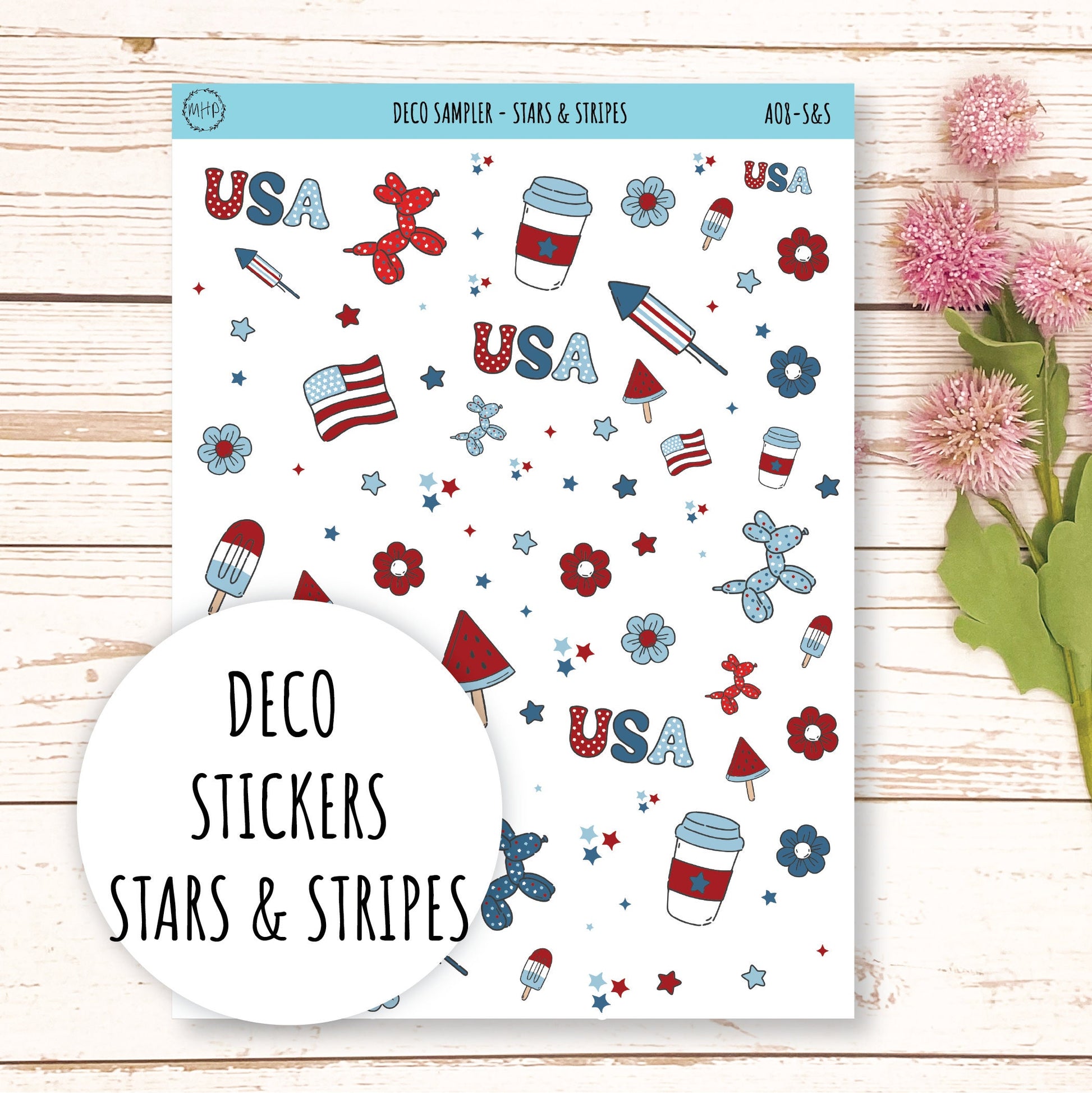 Decorative Planner Stickers "Stars and Stripes" || AO-S&S