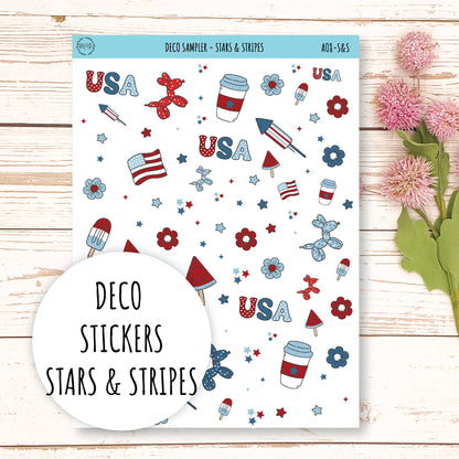 Decorative Planner Stickers "Stars and Stripes" || AO-S&S