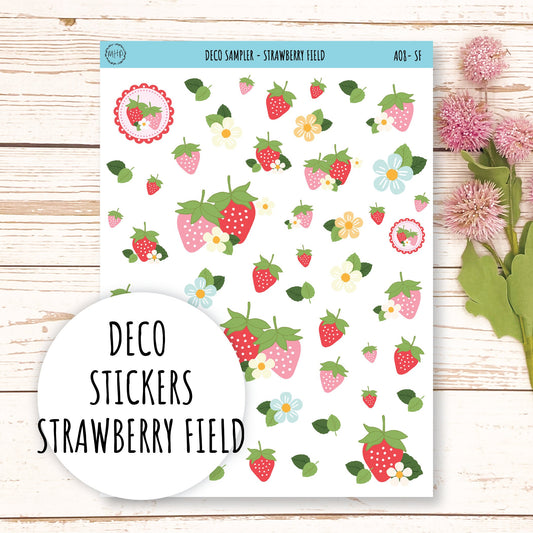 Decorative Planner Stickers "Strawberry Field" || AO-SF
