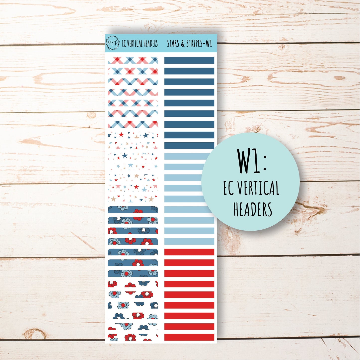 July Weekly Planning Kits for 7x9 Planners. "STARS and STRIPES" || S&S-W