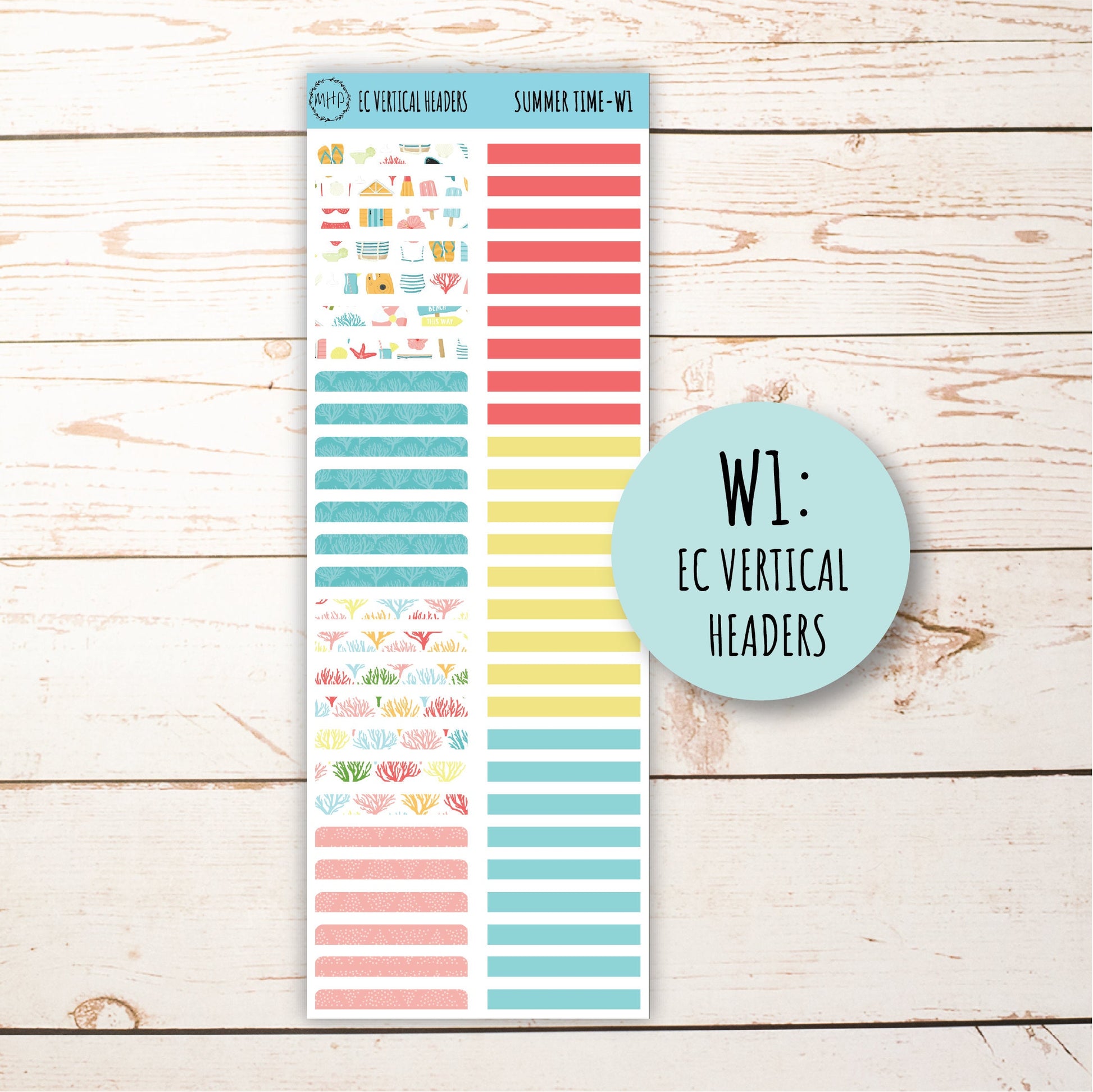 August Weekly Planning Kits for 7x9 Planners. "SUMMER TIME" || ST-W