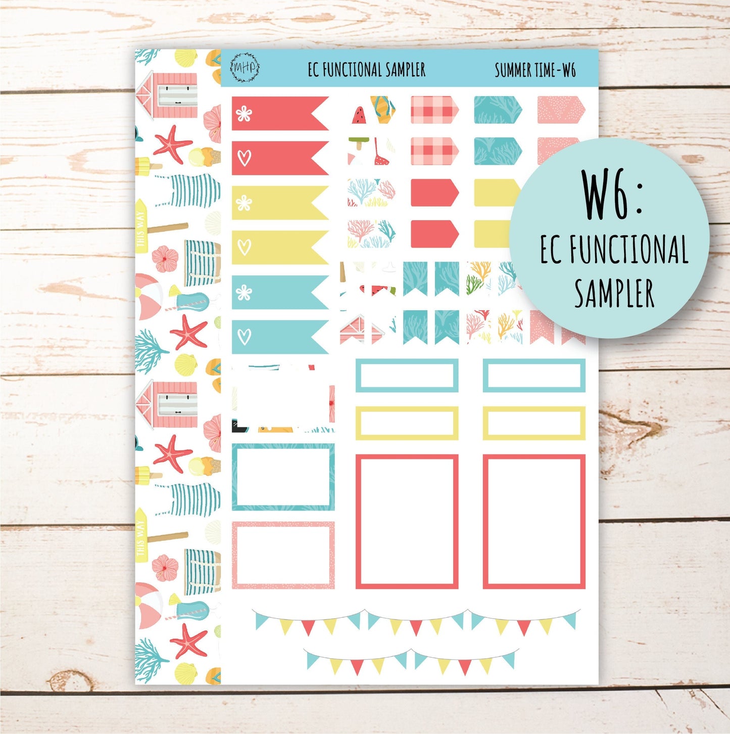 August Weekly Planning Kits for 7x9 Planners. "SUMMER TIME" || ST-W