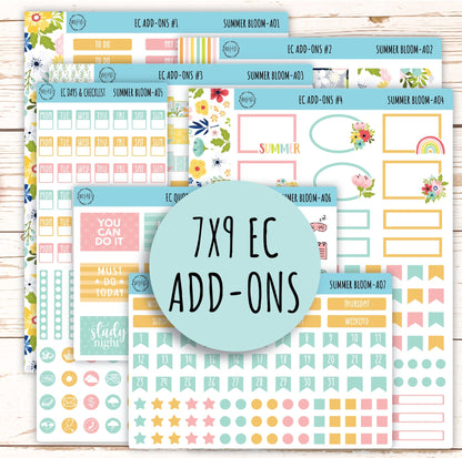 Add Ons Stickers for 7x9 Erin Condren Planners. July "Summer Bloom" || SB-AO
