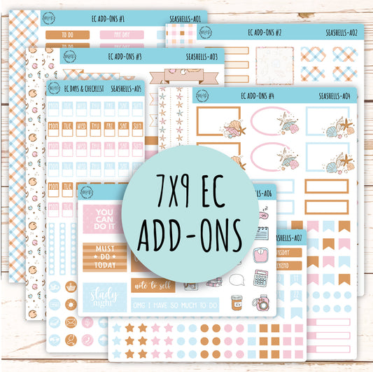 Add Ons Stickers for 7x9 Erin Condren Planners. July "SEASHELLS" || S&S-AO