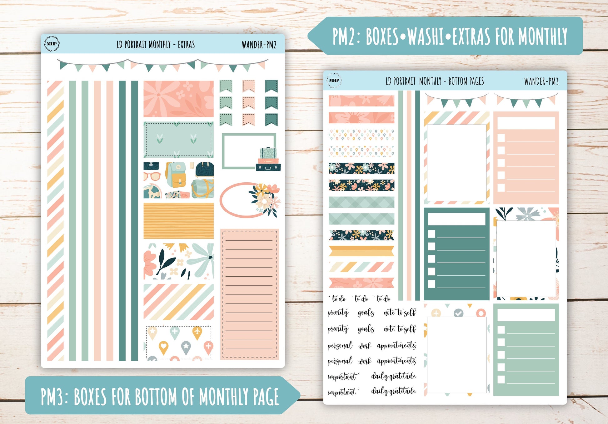 JUNE Stickers for Laurel Denise Portrait Planners. "Wander" || LDPWR