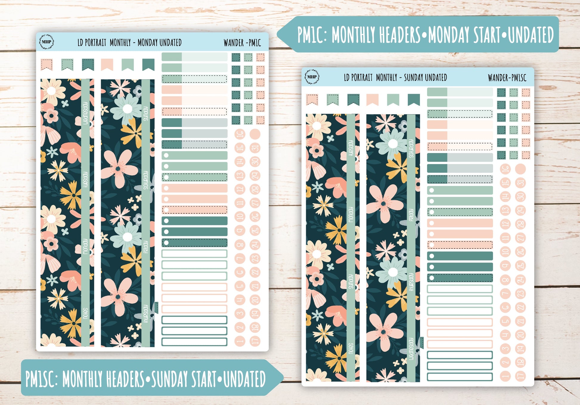 JUNE Stickers for Laurel Denise Portrait Planners. "Wander" || LDPWR