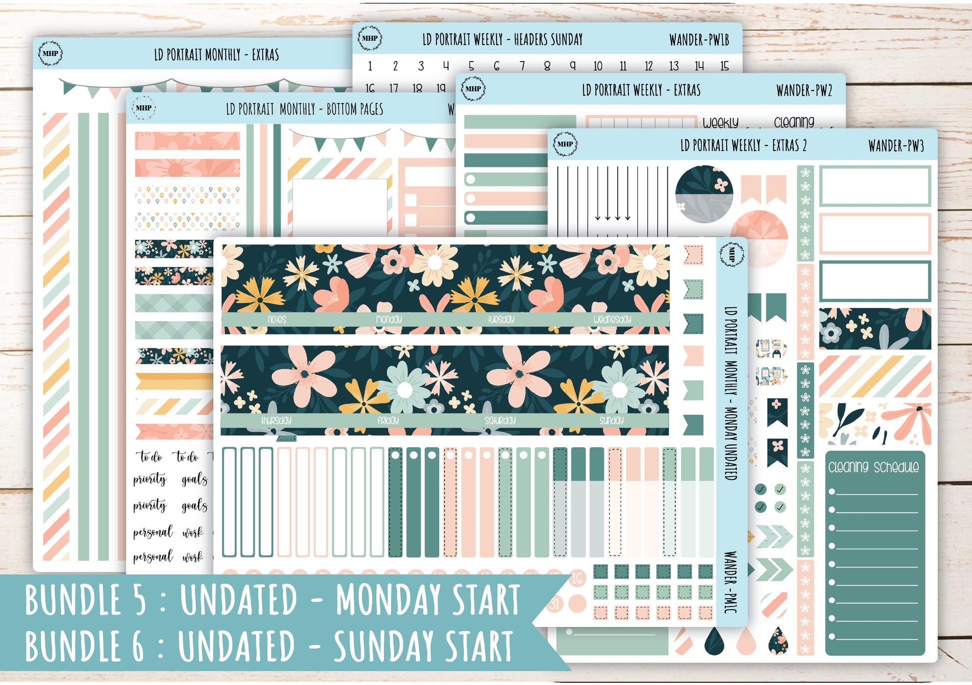 JUNE Stickers for Laurel Denise Portrait Planners. "Wander" || LDPWR