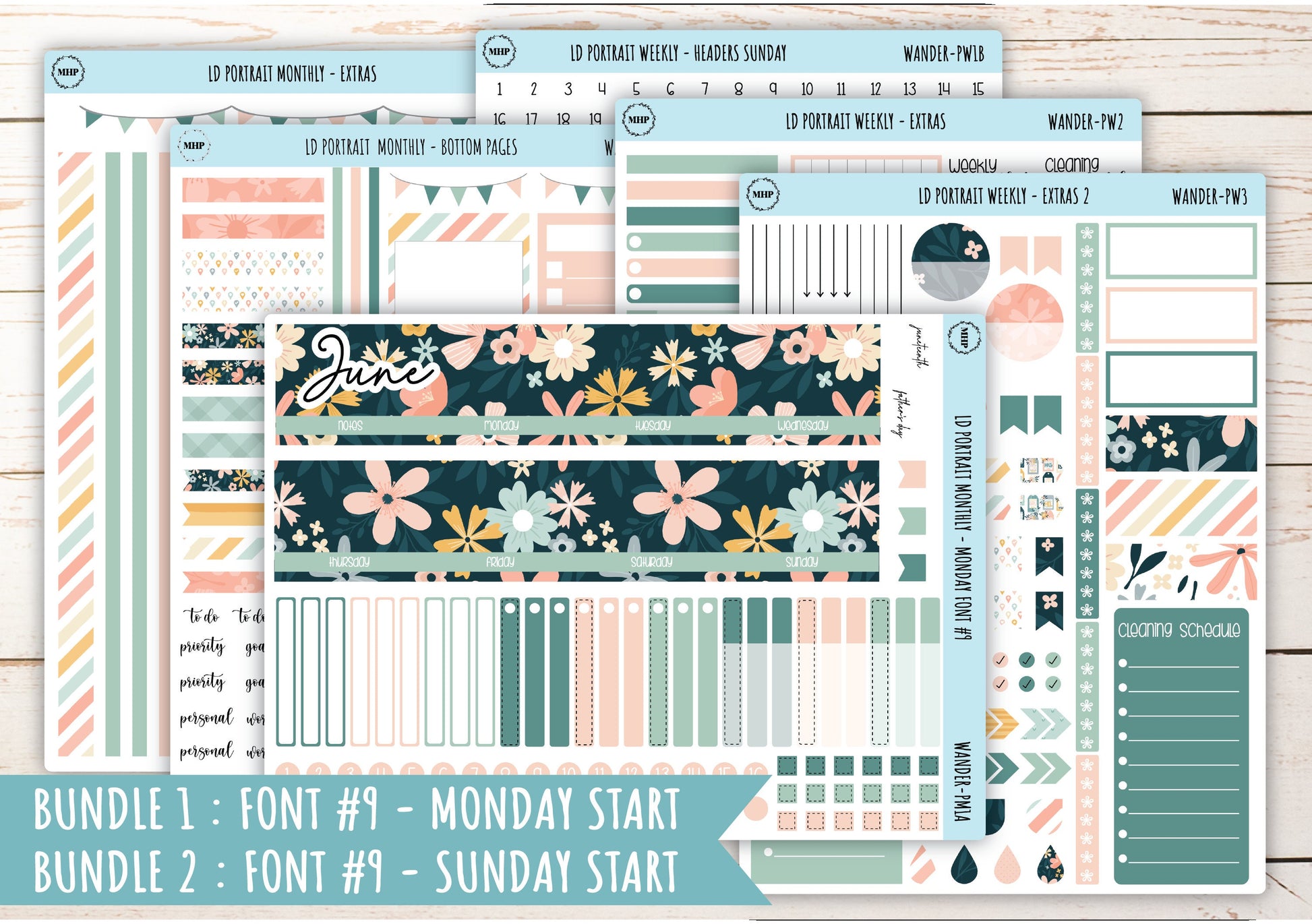JUNE Stickers for Laurel Denise Portrait Planners. "Wander" || LDPWR