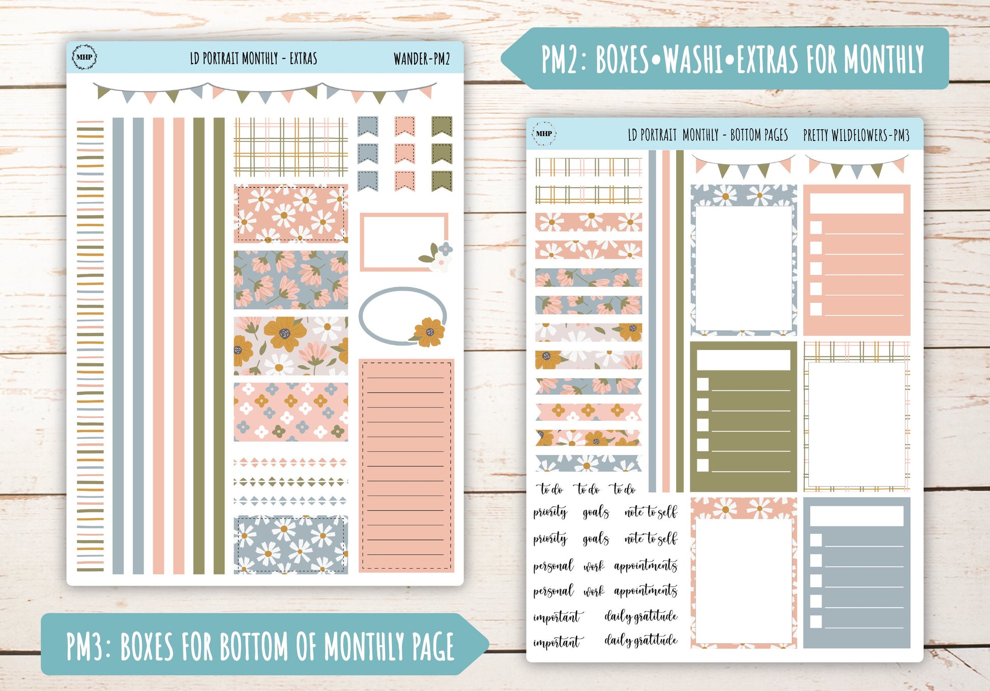 JUNE Stickers for Laurel Denise Portrait Planners. "Pretty Wildflowers" || LDPPW