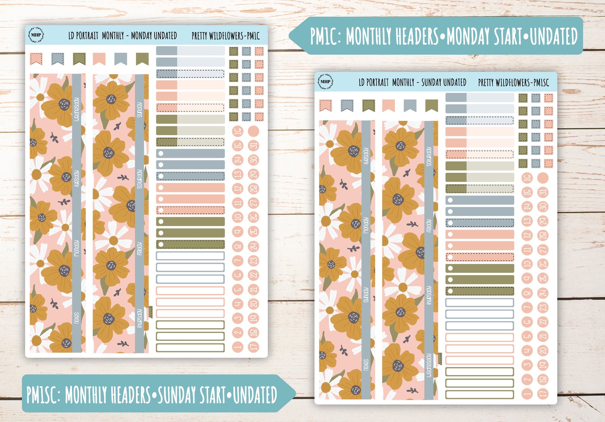JUNE Stickers for Laurel Denise Portrait Planners. "Pretty Wildflowers" || LDPPW