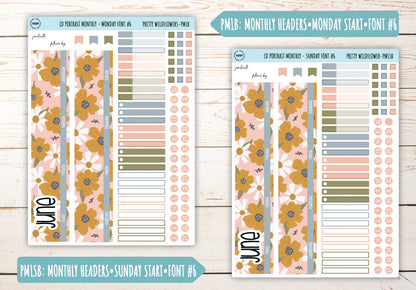 JUNE Stickers for Laurel Denise Portrait Planners. "Pretty Wildflowers" || LDPPW