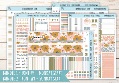 JUNE Stickers for Laurel Denise Portrait Planners. "Pretty Wildflowers" || LDPPW