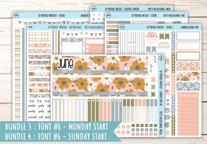 JUNE Stickers for Laurel Denise Portrait Planners. "Pretty Wildflowers" || LDPPW