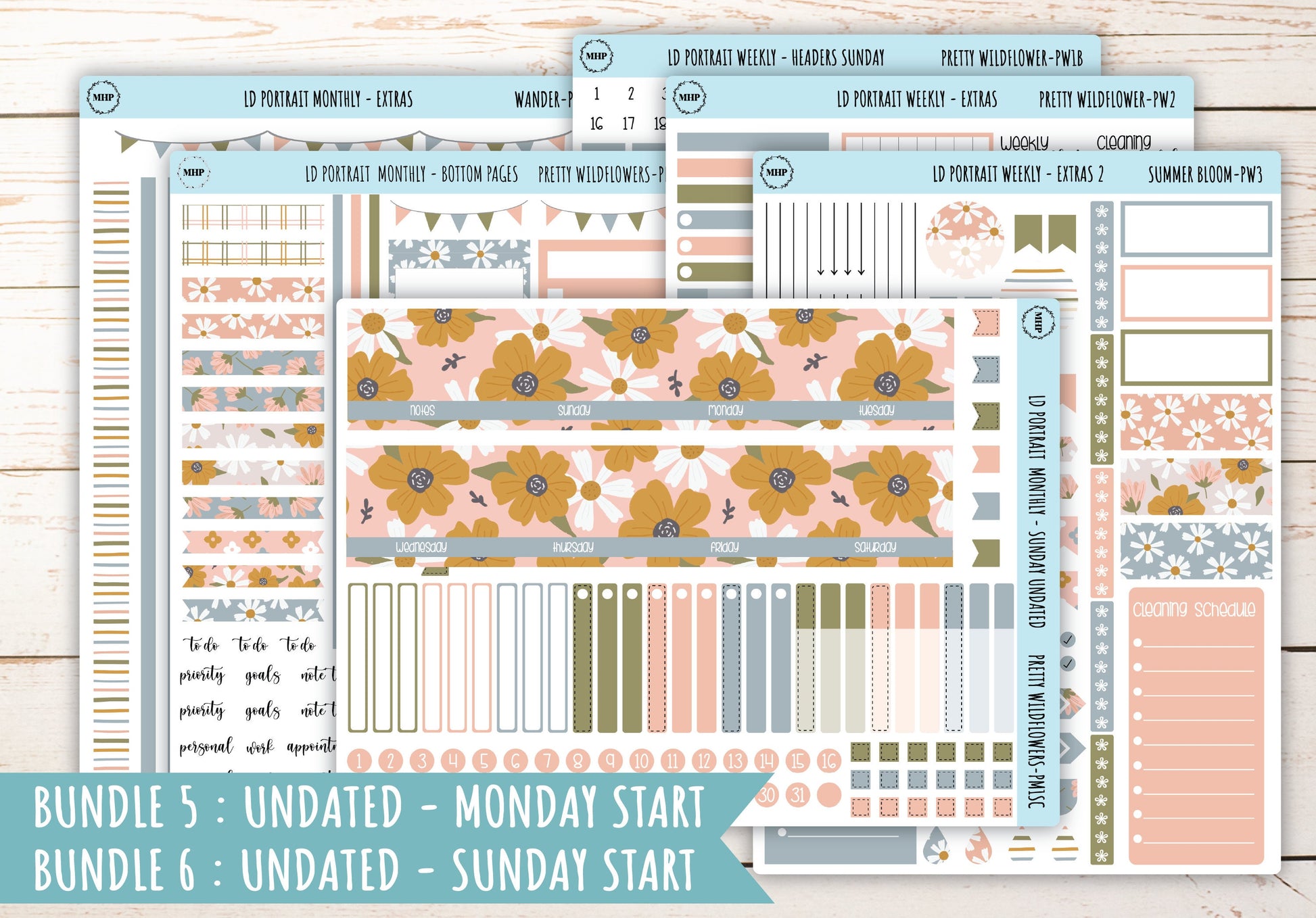 JUNE Stickers for Laurel Denise Portrait Planners. "Pretty Wildflowers" || LDPPW