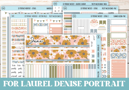 JUNE Stickers for Laurel Denise Portrait Planners. "Pretty Wildflowers" || LDPPW