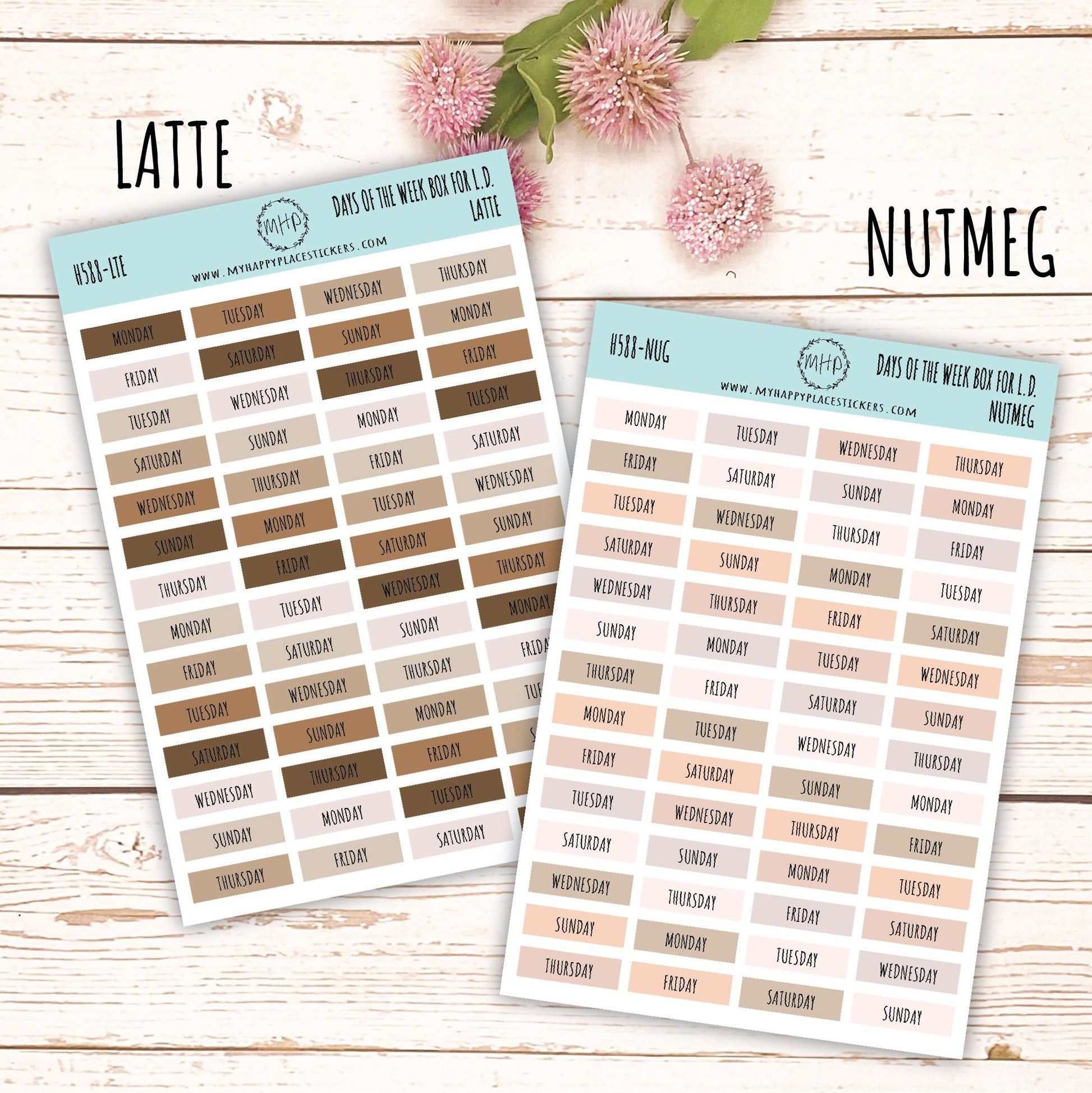 Days of the Week Color Box. Planner Stickers || H588
