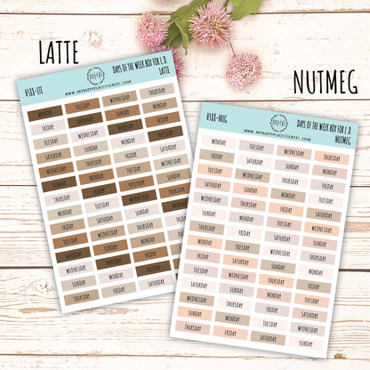 Days of the Week Color Box. Planner Stickers || H588