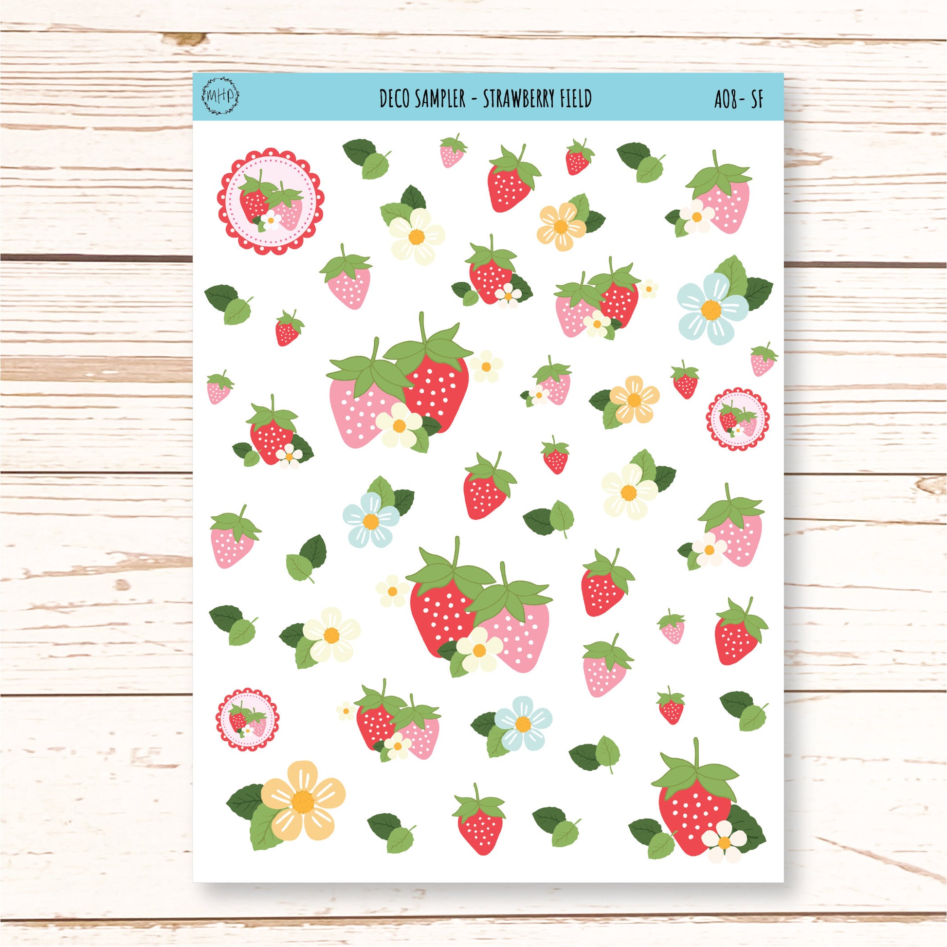 Decorative Planner Stickers "Strawberry Field" || AO-SF